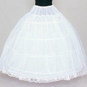 Petticoat 2 Wire Ring Hoops with Tulle and Taffeta, Lace Hem (Size Small)